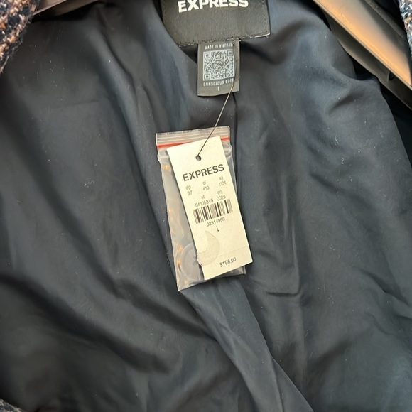 Express Plaid Coat Navy - Picture 8 of 9